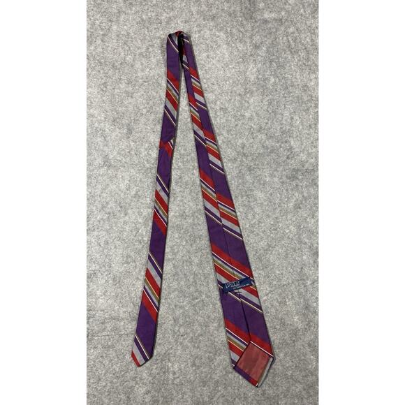 Polo Ralph Lauren Tie Mens Purple Stripe 100% Silk USA Preppy Vintage - Picture 3 of 9